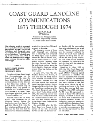 海岸警卫队陆上通信 1873 年至 1974 年